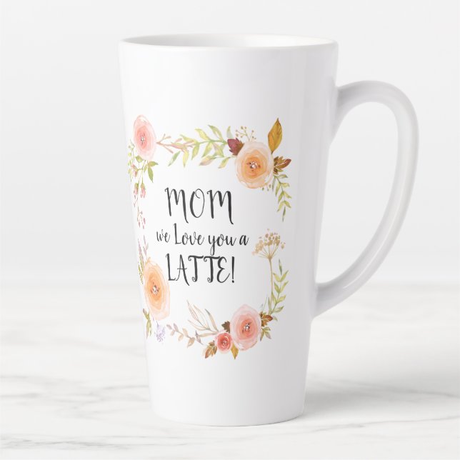 Tasse Latte Maman t'aime Fleur d'aquarelle du LATTE (Droite)