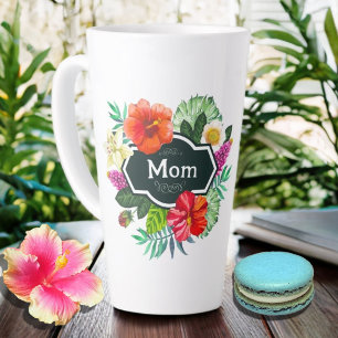 Tasse Latte Maman tropicale avec hibiscus
