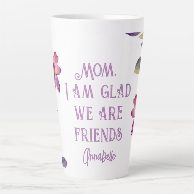 Tasse Latte Maman Violet "Content que nous soyons amis" Latte  (Devant)