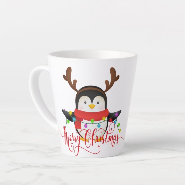 Tasse Latte Manchot de Noël   (Angle gauche)