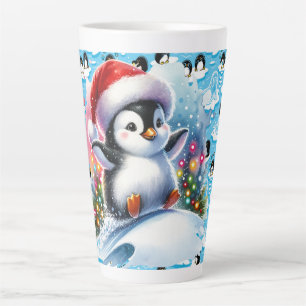 Tasse Latte  Manchots de l'hiver joueur 