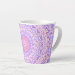 Tasse Latte Mandala bohème complexe aux couleurs psychédélique