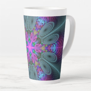 Tasse Latte Mandala coloré frappant art fractal kaléidoscope