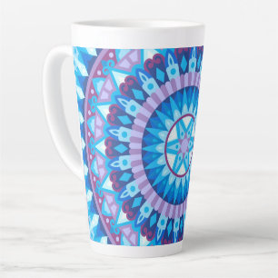 Tasse Latte Mandala d'hiver bleu motif géométrique neigeux Coz