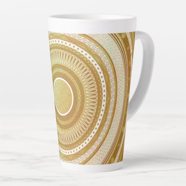 Tasse Latte Mandala d'or et de paillettes (Angle droit)
