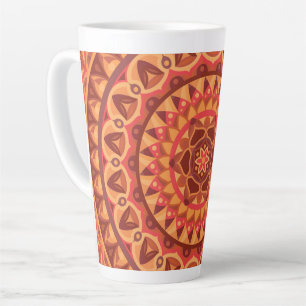 Tasse Latte Mandala Marron Motif Bohème Terreux Neutre Cosy