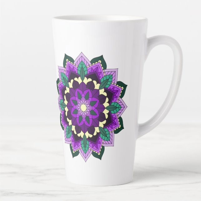 Tasse Latte Mandala Motif 02 en violet (Droite)