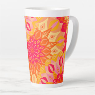 Tasse Latte Mandala superposé orange rose jaune
