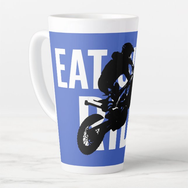Tasse Latte Mangez Sleep Ride Motocross Moto Sport Pop Art (Angle gauche)