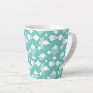 Tasse Latte Manta Rays et Stingrays Motif sur Aqua Blue