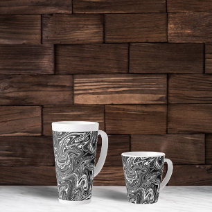 Tasse Latte Marbre Abstrait noir et blanc liquide