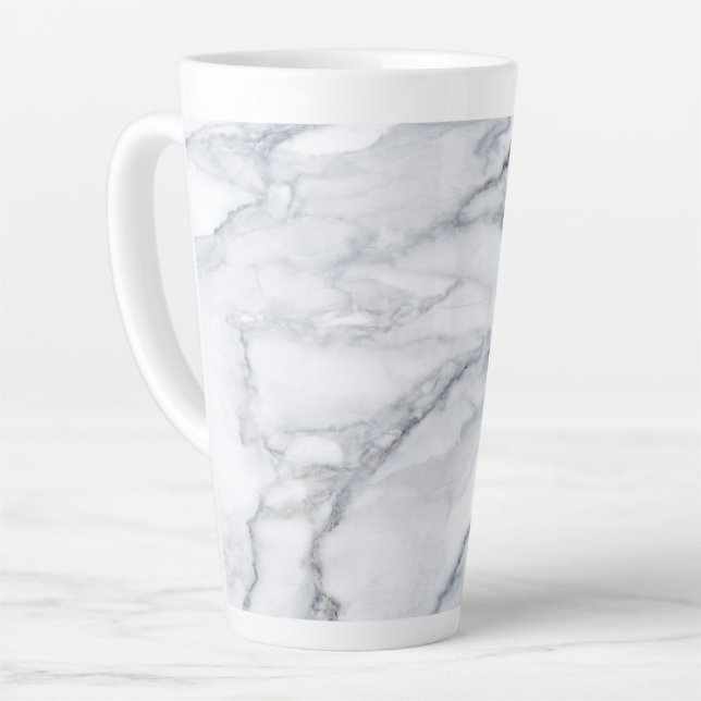 Tasse Latte Marbre blanc Carrara Calacatta Texture (Angle gauche)