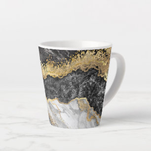 Tasse Latte Marbre noir avec or assez