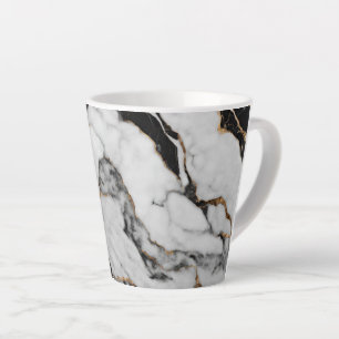Tasse Latte Marbre noir et blanc Or Tendance