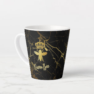 Tasse Latte Marbre Noir Or QUEEN BEE