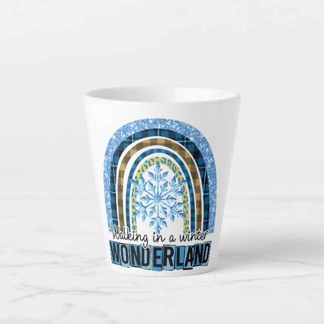 Tasse Latte Marcher dans une Wonderland d'hiver | Blue Rainbow (Devant)