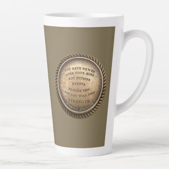 Tasse Latte Marcus Aurelius Citation Comment trouver la force (Droite)