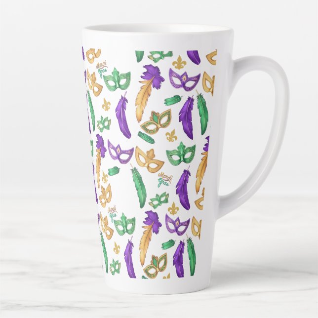 Tasse Latte Mardi Gras coloré à motifs (Droite)