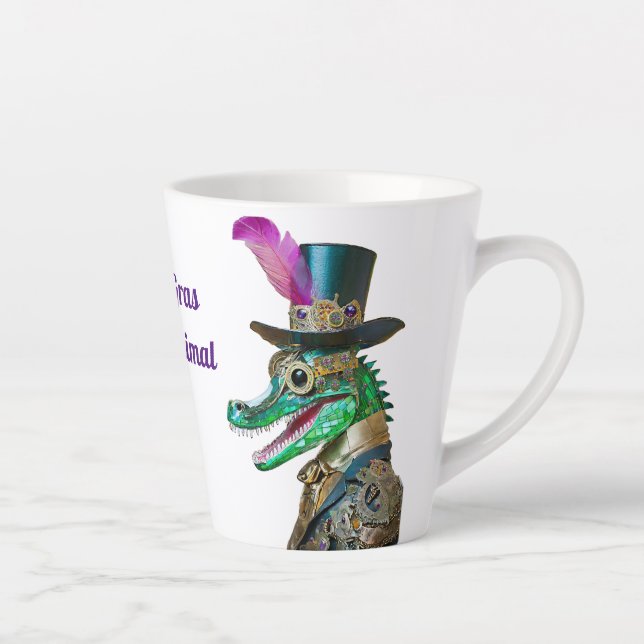Tasse Latte Mardi Gras Steampunk Party Animal Alligator (Droite)