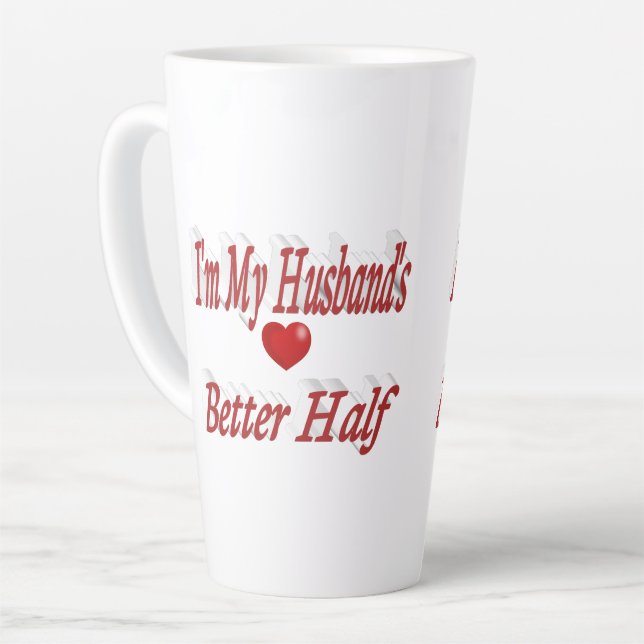 Tasse Latte Mari citation drôle texte rouge (Angle gauche)