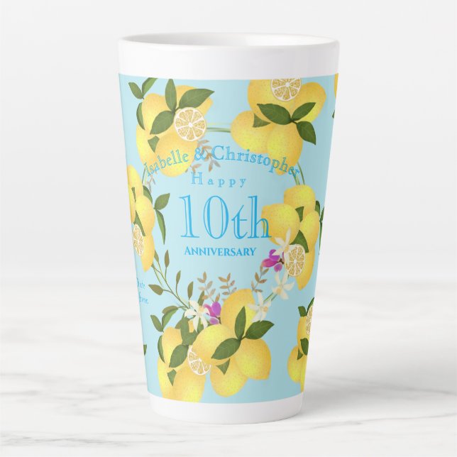 Tasse Latte Mariage Anniversaire Blue Lemon Squeeze (Devant)