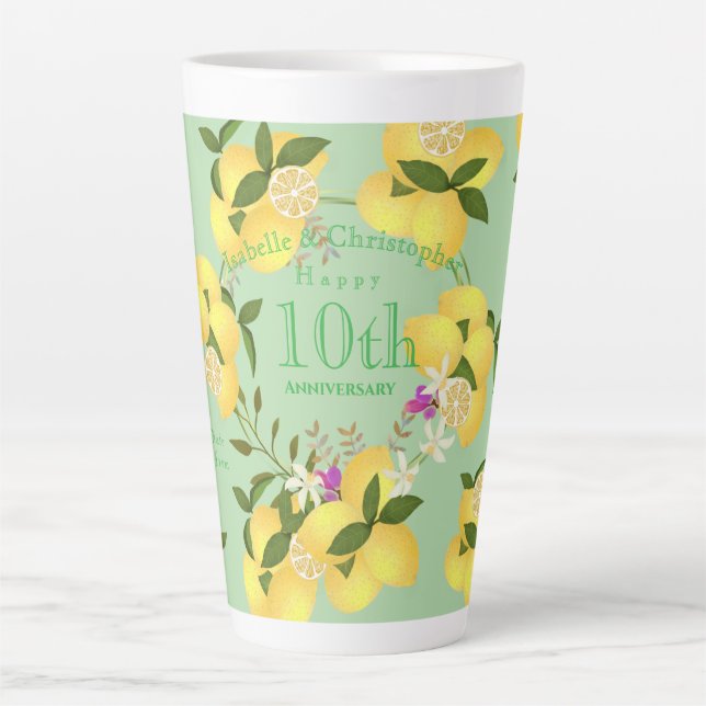 Tasse Latte Mariage Anniversaire Citron Vert (Devant)