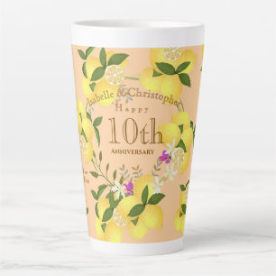 Tasse Latte Mariage Anniversaire Pêche Pressage Citron
