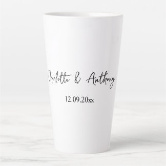 Tasse Latte Mariage Élégant Script Creative Black White