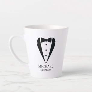 Tasse Latte Mariage noir Tuxedo Suit Groomsmen personnalisé