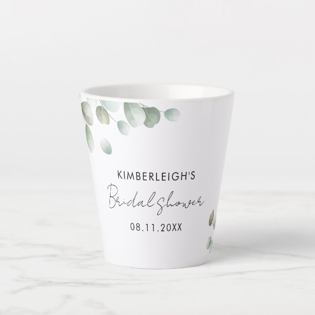 Tasse Latte Mariage personnalisé écriture Eucalyptus (Devant)