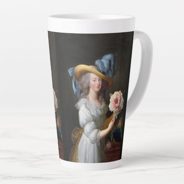 Tasse Latte Marie Antoinette avec fleur d'anémone rose (Angle droit)