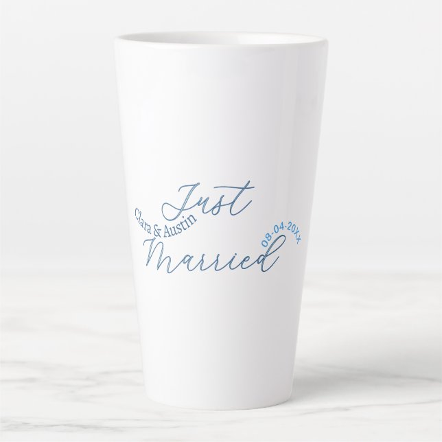 Tasse Latte Mariés design nom couple date année simulation de  (Devant)