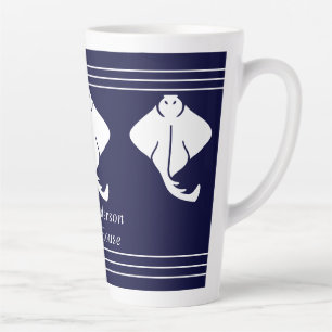 Tasse Latte Marine Bleu Côtier Nautique Stingray Manta Ray