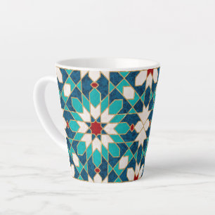 Tasse Latte Marine Bleu Turquoise Blanc Marbre Rouge Marbre Ma
