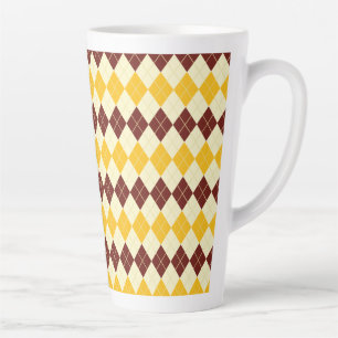 Tasse Latte Marron - Jaune Motif Tartan Écossais