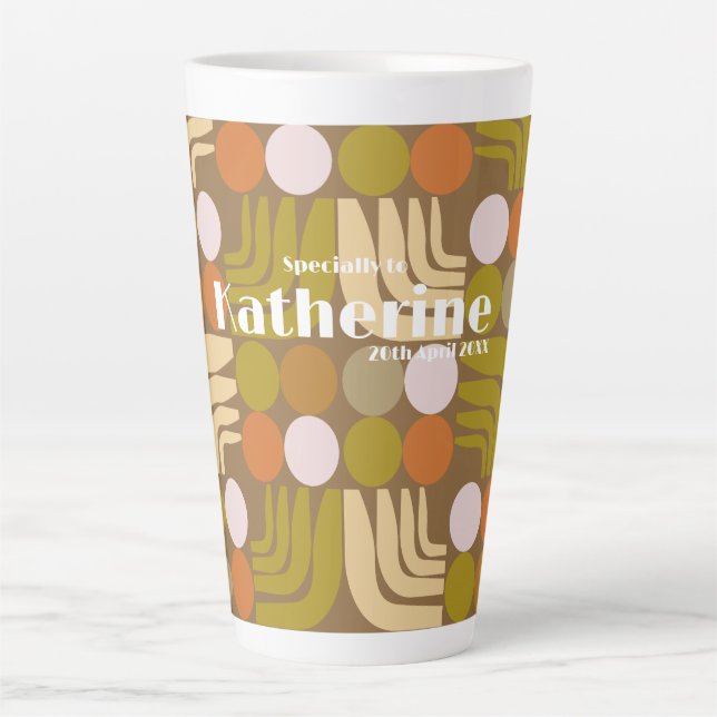Tasse Latte Marron Orange Vert Bohème (Devant)