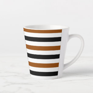 Tasse Latte Marron rayures noires et blanches design