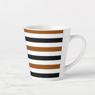 Tasse Latte Marron rayures noires et blanches design