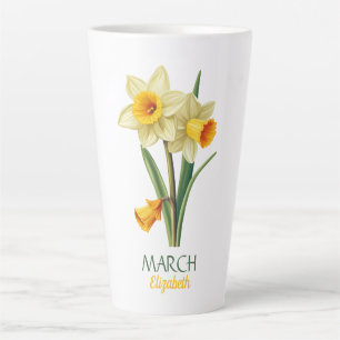 Tasse Latte Mars Anniversaire Daffodique Fleur de naissance pe