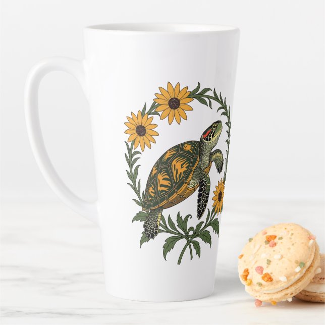Tasse Latte Maryland Terrapin And Black Eyed Susan Flowers (En situation)