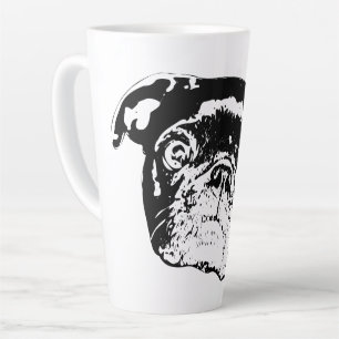 Tasse Latte Matin de fête avec un Pug joyeux
