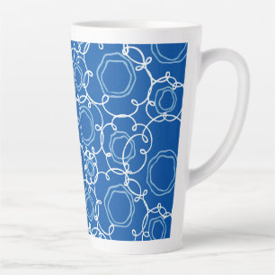 Tasse Latte Matrice Florale Abstraite (Bleu Royal) Beaux-Arts
