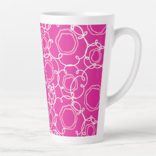 Tasse Latte Matrice florale abstraite (rose chaud) Beaux-arts