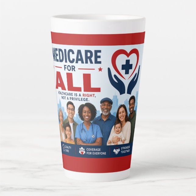 Tasse Latte Medicare pour tous (Devant)