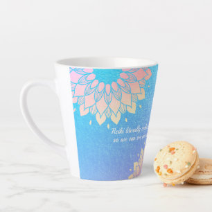 Tasse Latte Méditation Yoga Instructeur Blue Gold Mandala Cita