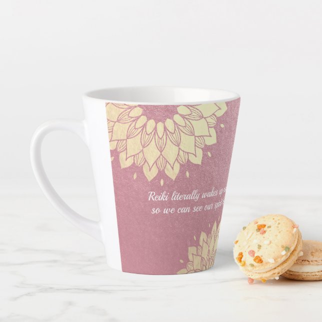 Tasse Latte Méditation Yoga Instructeur Rose Gold Mandala Cita (En situation)