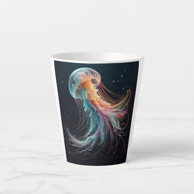 Tasse Latte méduse marine/plage/côtière (Devant)