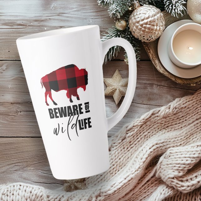 Tasse Latte Méfiez-vous du bison sauvage Plaid ID669 (Créateur téléchargé)