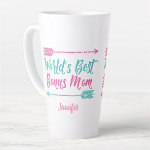 Tasse Latte Meilleur Bonus au monde Maman Fête des Mères Rose 