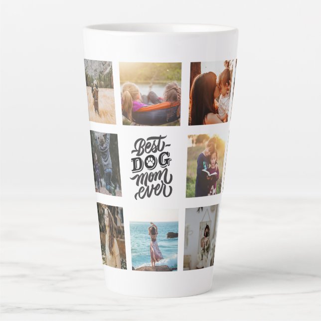Tasse Latte Meilleur Chien Maman Jamais Personnalisé Photo Col (Devant)